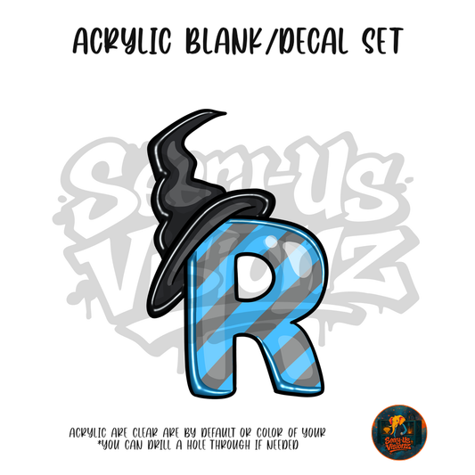 Letter R Witch Hat acrylic blank and UV DTF decal kit