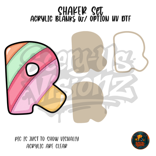 Letter R Pastel Stripes shaker set acrylic blanks