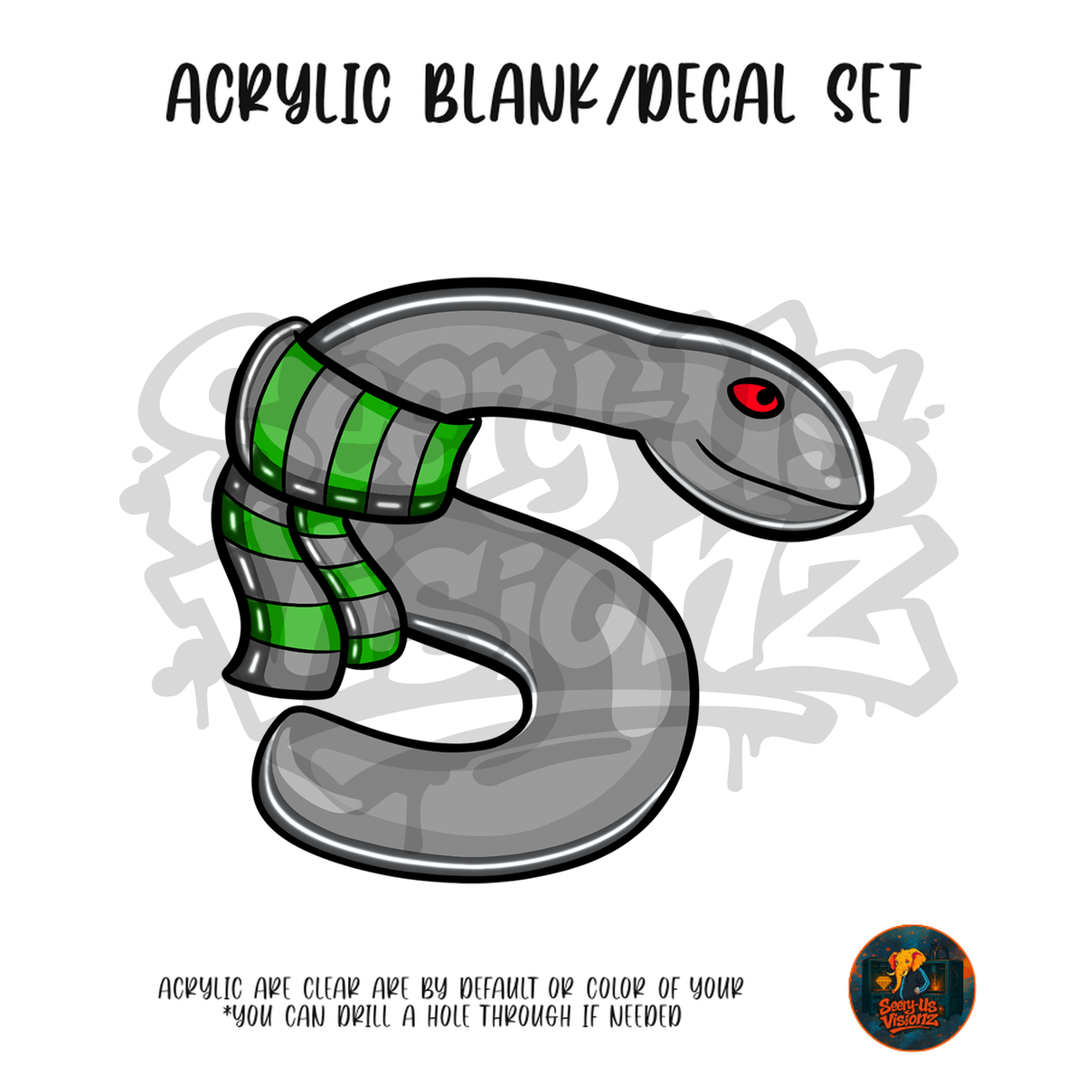 Letter S Scarf Snake acrylic blank and UV DTF decal kit