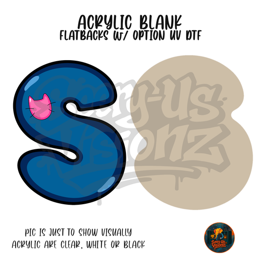 Letter S Navy Cat Patch acrylic blank, Acrylic & UV DTF Print