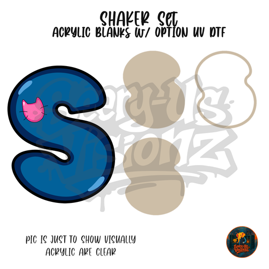 Letter S Navy Cat Patch shaker set acrylic blanks