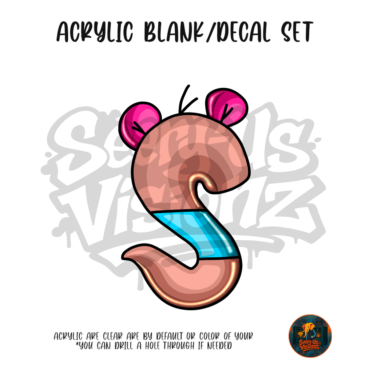 Letter S roo acrylic blank and UV DTF decal kit