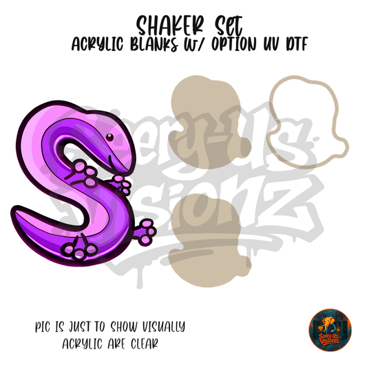 Letter S Purple Salamander shaker set acrylic blanks