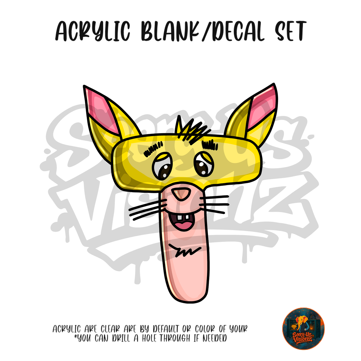 Letter T Cat Mask acrylic blank and UV DTF decal kit