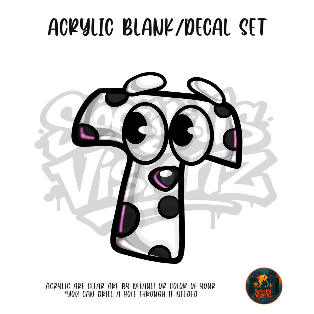 Letter T Dalmatian acrylic blank and UV DTF decal kit