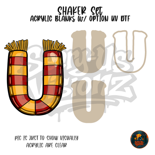 Letter U Striped Scarf shaker set acrylic blanks