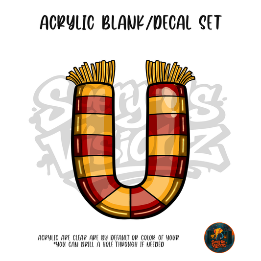 Letter U Striped Scarf acrylic blank and UV DTF decal kit