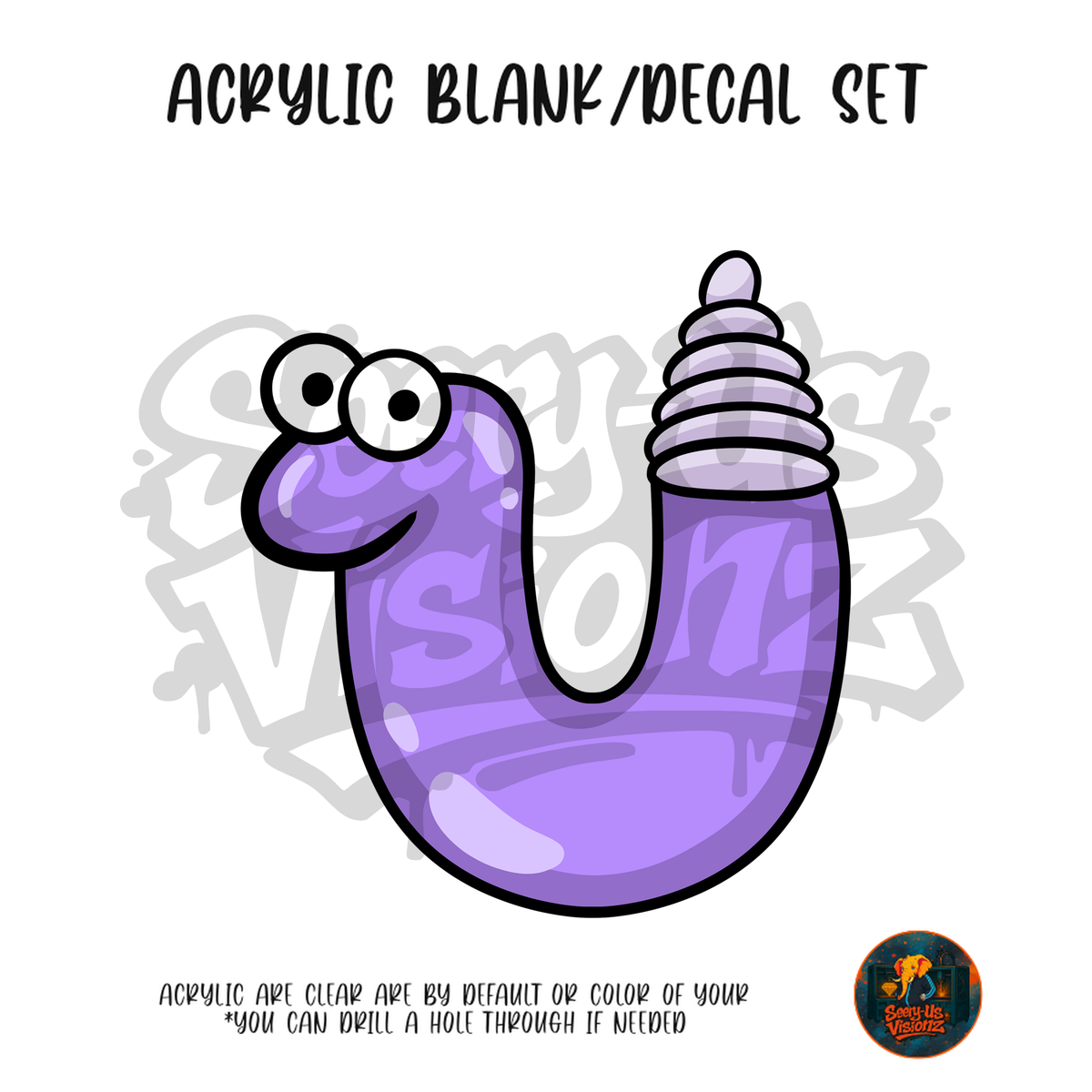 Letter U Purple Rattler acrylic blank and UV DTF decal kit