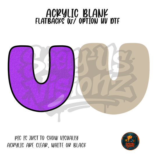 Letter U Purple Glitter acrylic blank, Acrylic & UV DTF Print