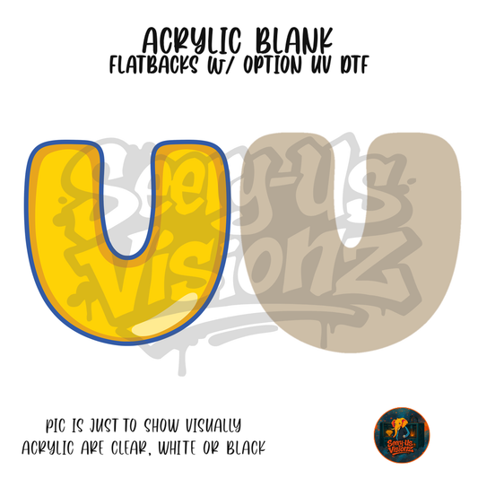 Letter U Yellow Classic acrylic blank, Acrylic & UV DTF Print