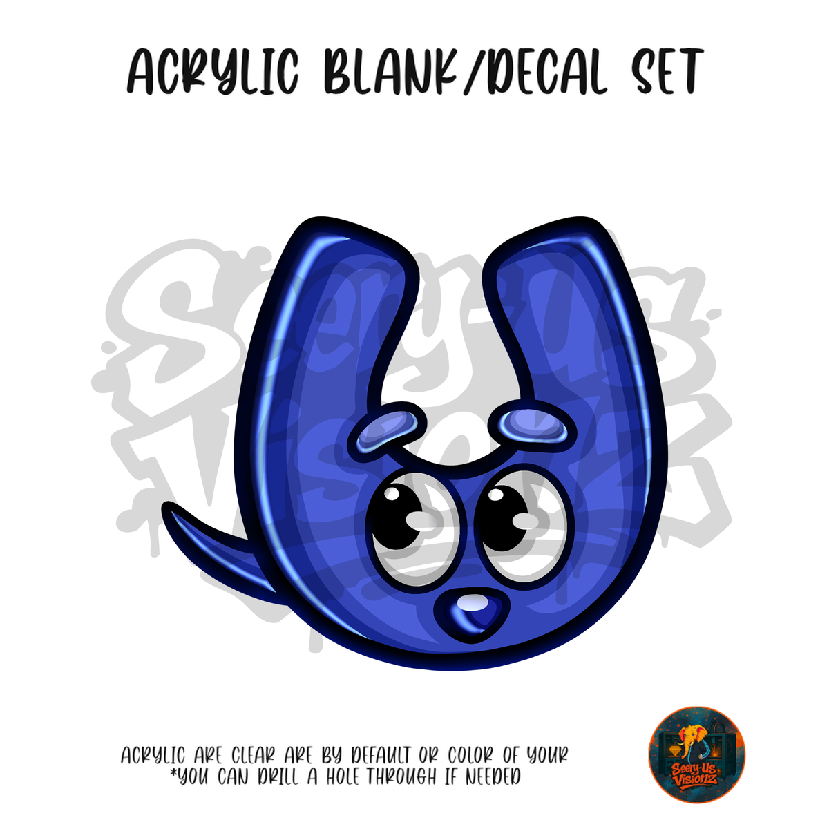 Letter U Blue Puppy acrylic blank and UV DTF decal kit