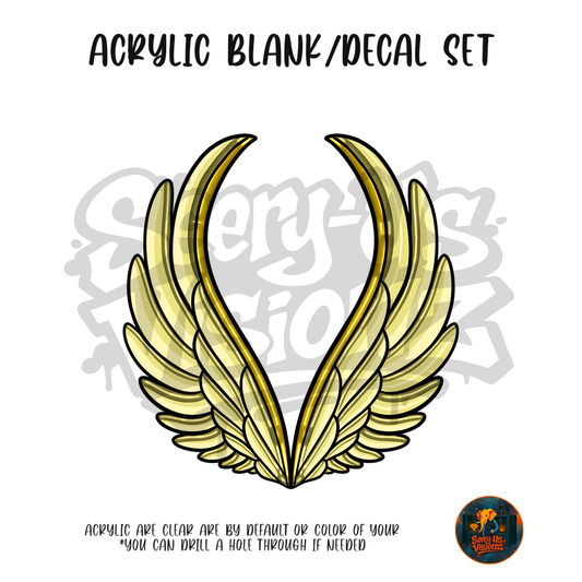 Letter V Golden Wings acrylic blank and UV DTF decal kit