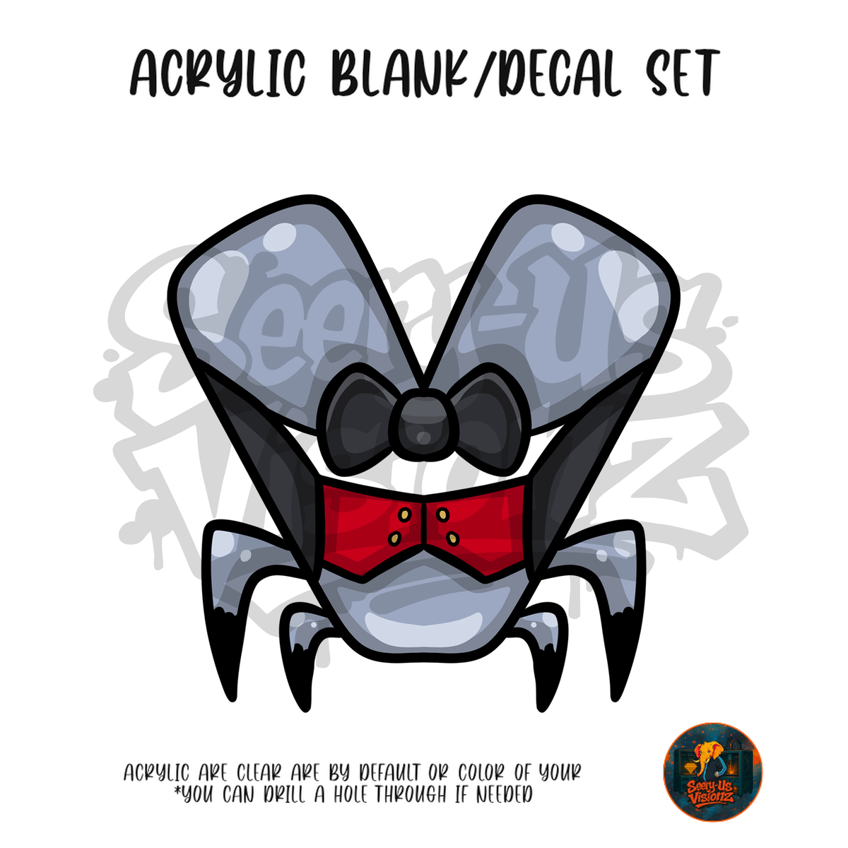 Letter V Tuxedo Spider acrylic blank and UV DTF decal kit