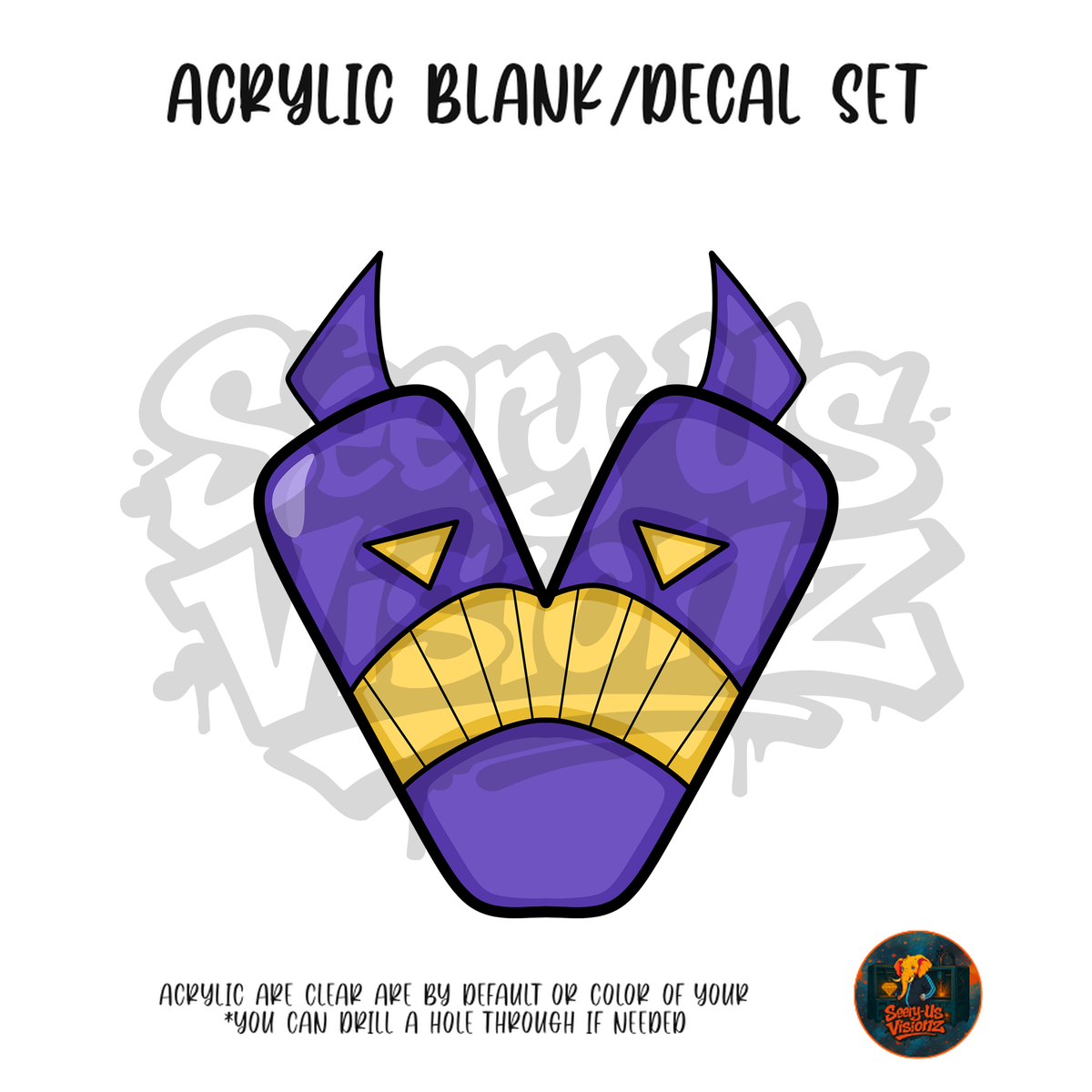 Letter V Purple Horned Villain acrylic blank and UV DTF decal kit