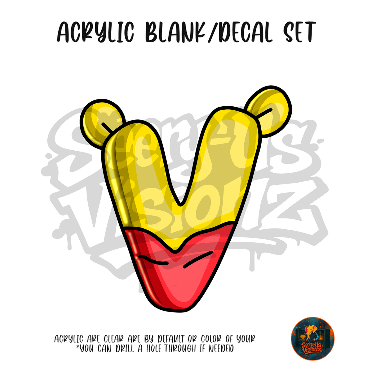Letter V Honey Bear acrylic blank and UV DTF decal kit
