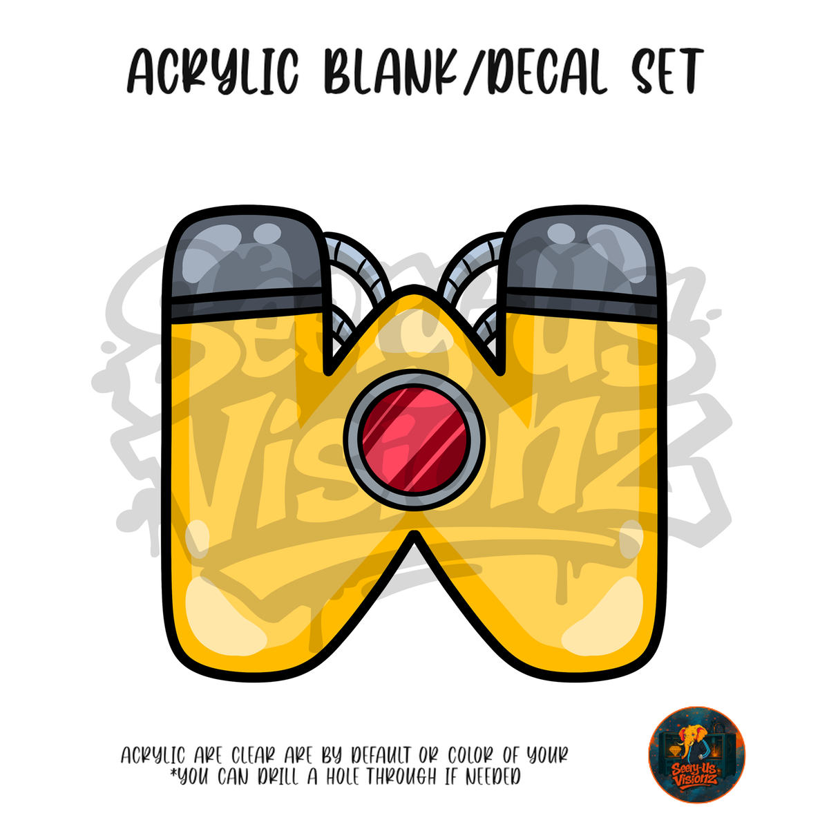 Letter W Goggle Helper acrylic blank and UV DTF decal kit