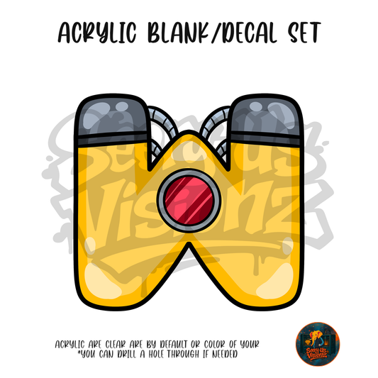 Letter W Goggle Helper acrylic blank and UV DTF decal kit