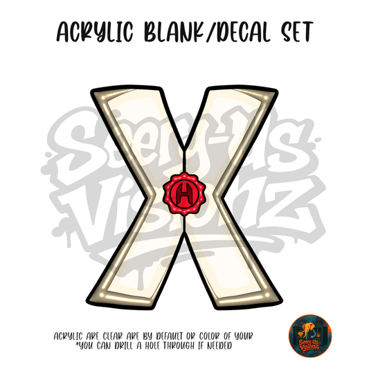 Letter X Seal acrylic blank and UV DTF decal kit