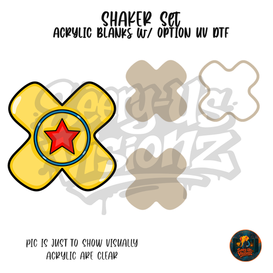 Letter X Red Star Badge shaker set acrylic blanks