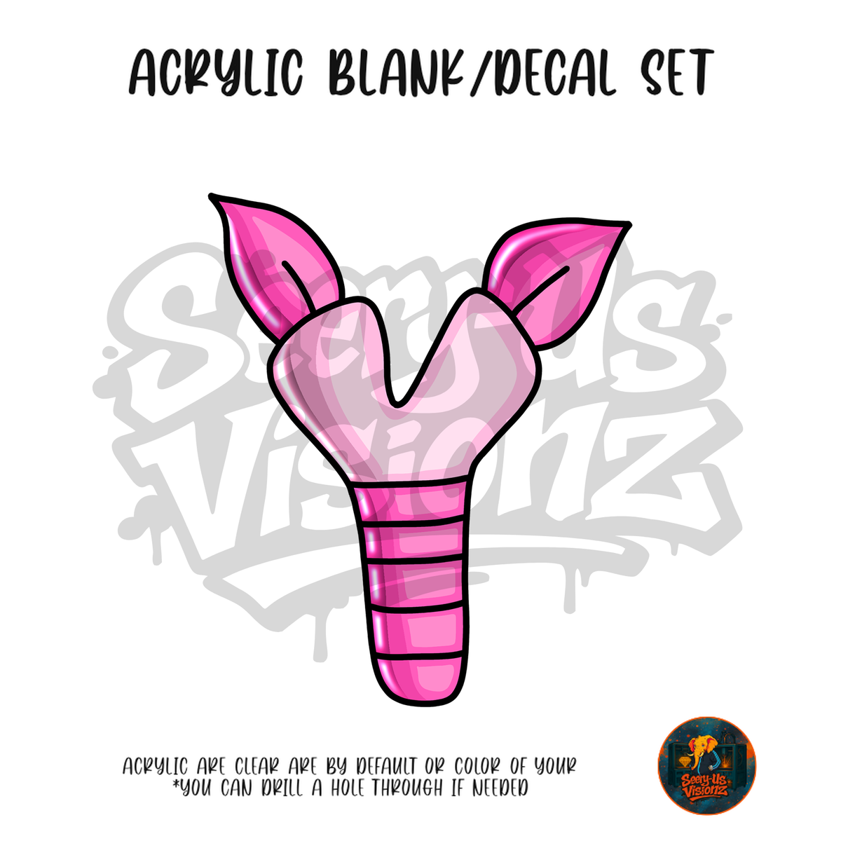 Letter Y Pink Pig acrylic blank and UV DTF decal kit
