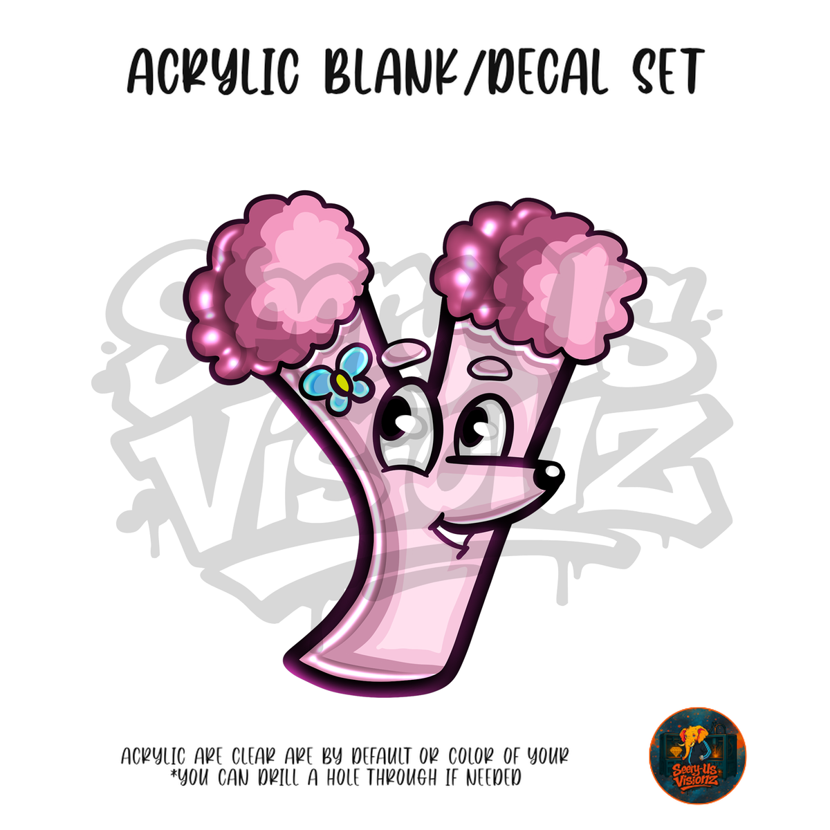 Letter Y Pink Poodle acrylic blank and UV DTF decal kit
