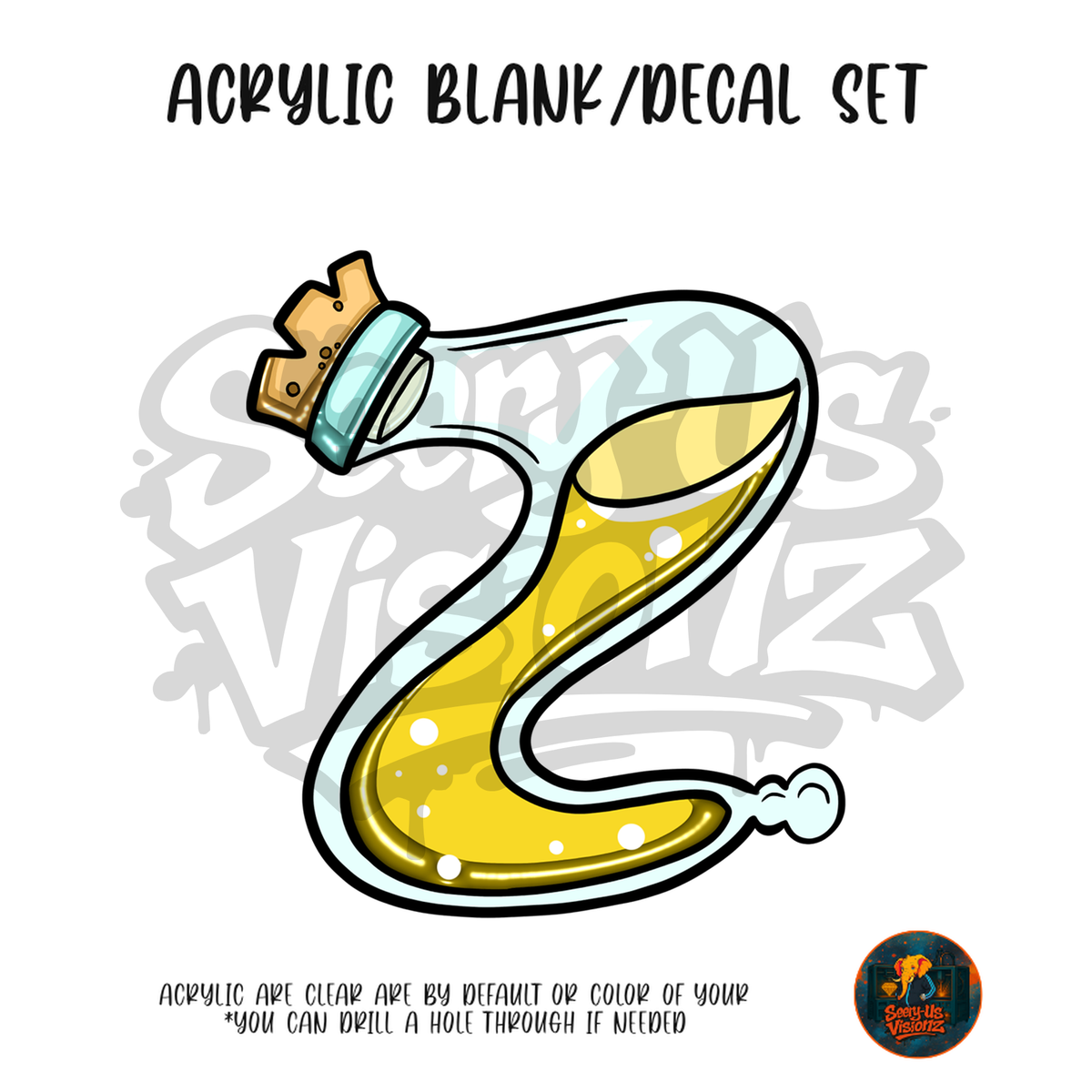 Letter Z Potion Bottle acrylic blank and UV DTF decal kit