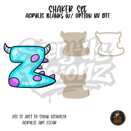 Letter Z Spotted Horned Monster shaker set acrylic blanks