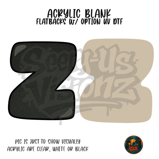 Letter Z Black acrylic blank, Acrylic & UV DTF Print