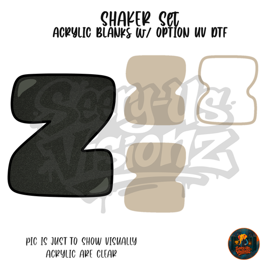 Letter Z Black shaker set acrylic blanks