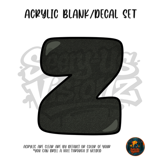 Letter Z Black acrylic blank and UV DTF decal kit