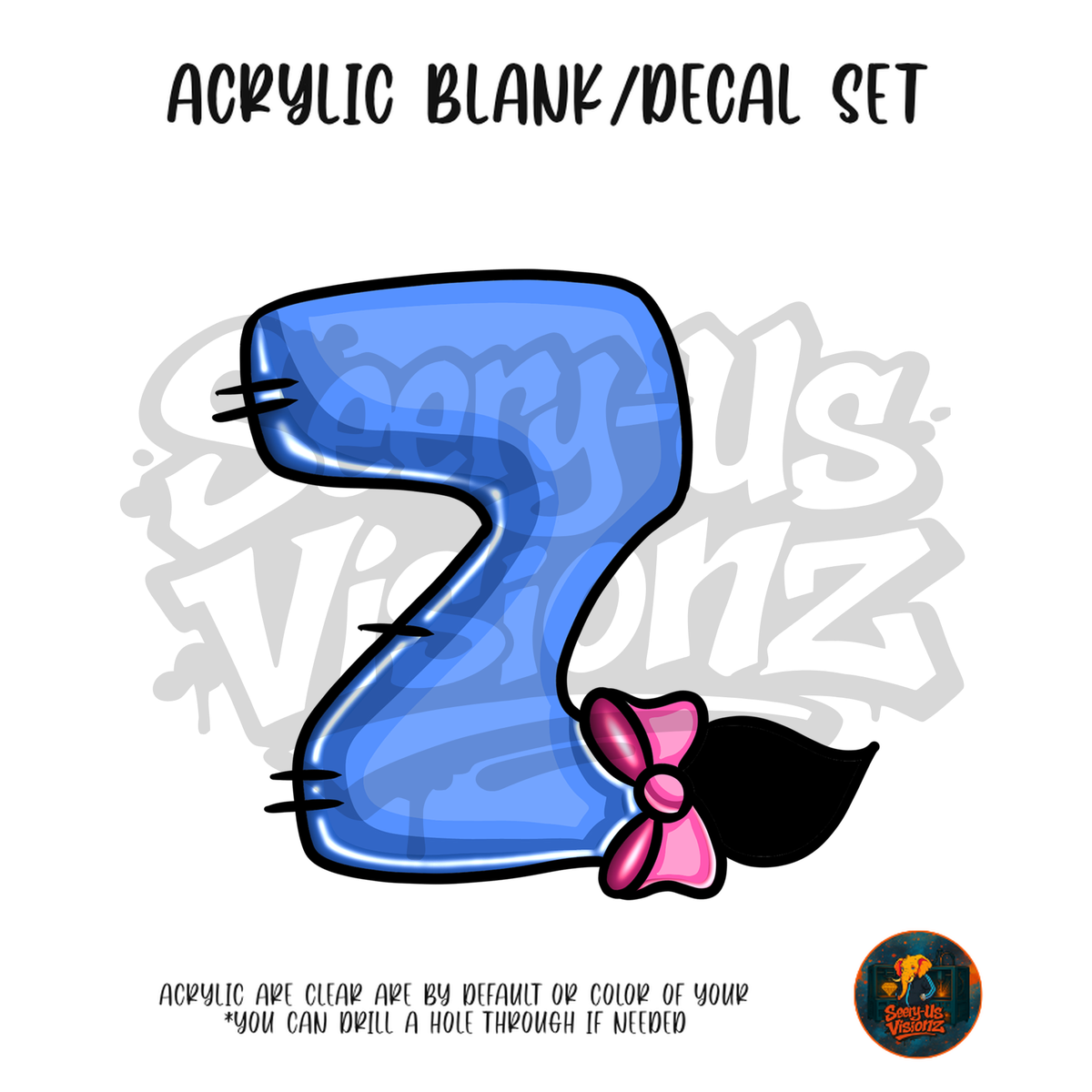 Letter Z Gloomy Donkey acrylic blank and UV DTF decal kit