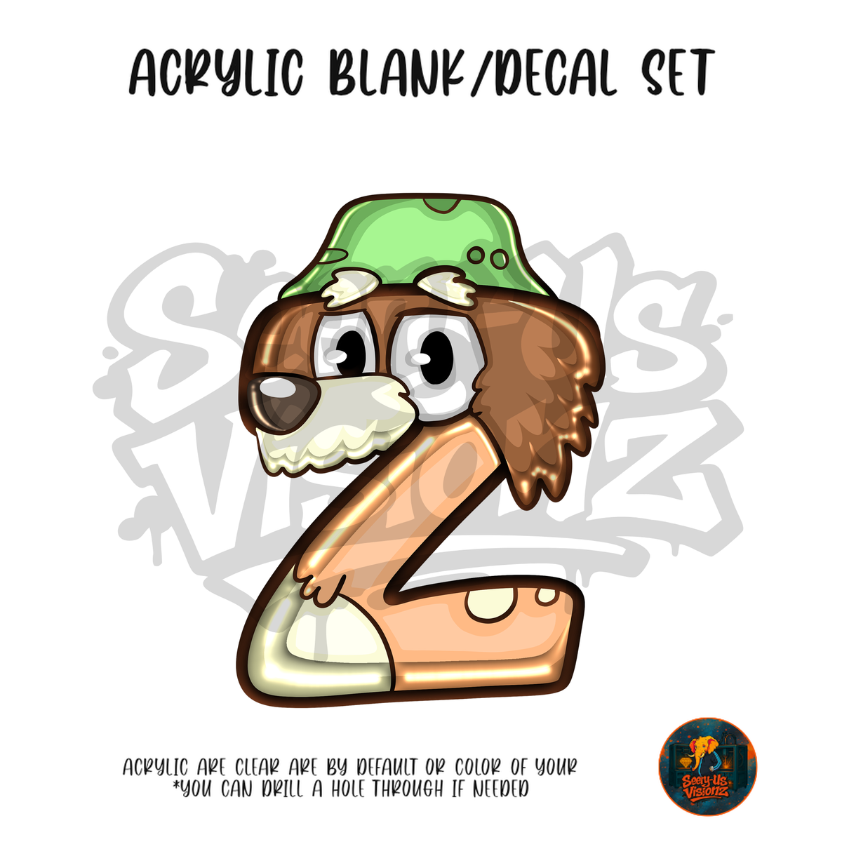 Letter Z Puppy Bucket Hat acrylic blank and UV DTF decal kit