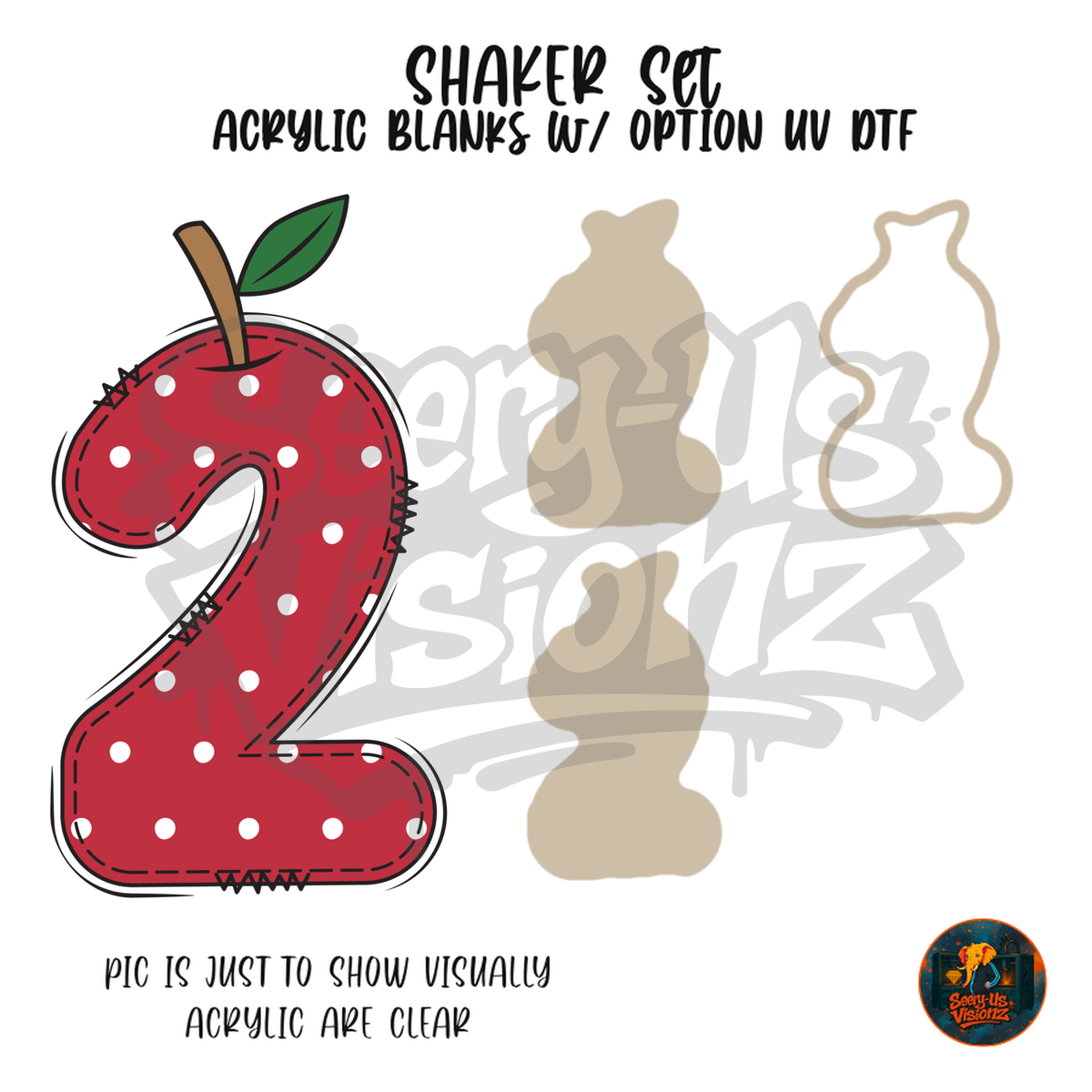 Number 2 Polka Dot Apple shaker set acrylic blanks