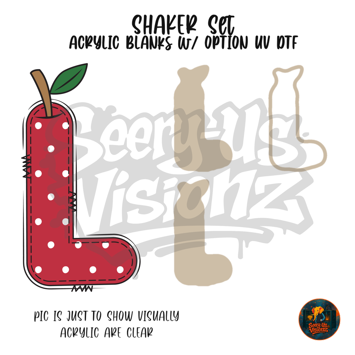 Letter L Polka Dot Apple shaker set acrylic blanks