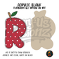 Letter R Polka Dot Apple acrylic blank, Acrylic & UV DTF Print