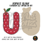 Letter U Polka Dot Apple acrylic blank, Acrylic & UV DTF Print