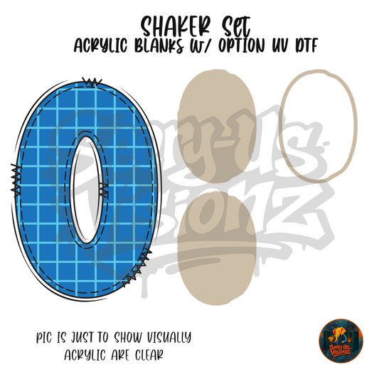 Number 0 Blue Grid Paper shaker set acrylic blanks