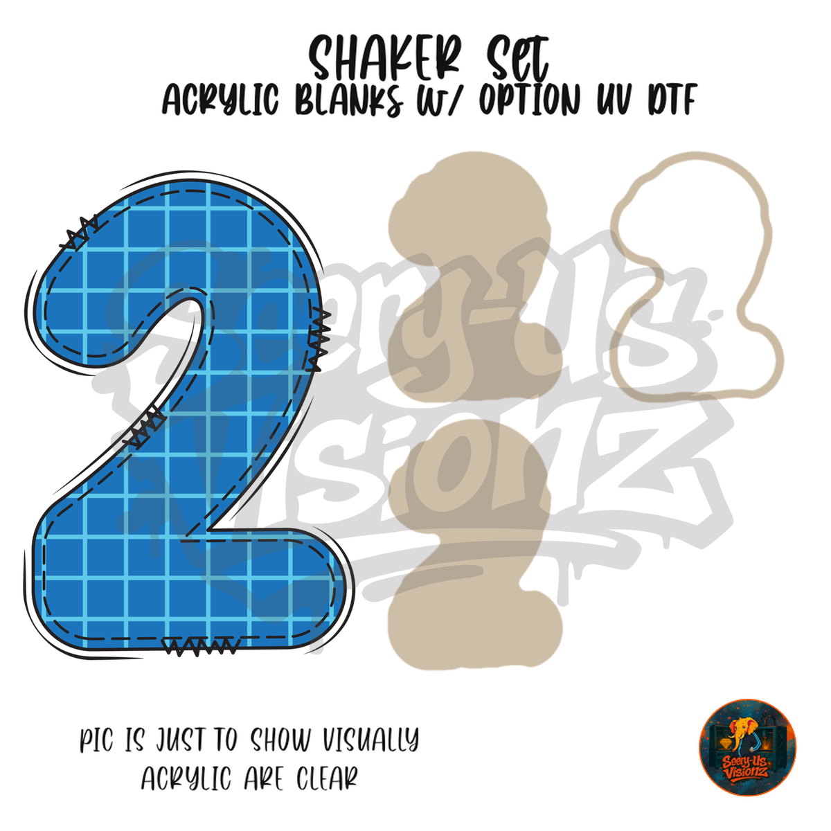 Number 2 Blue Graph Paper shaker set acrylic blanks