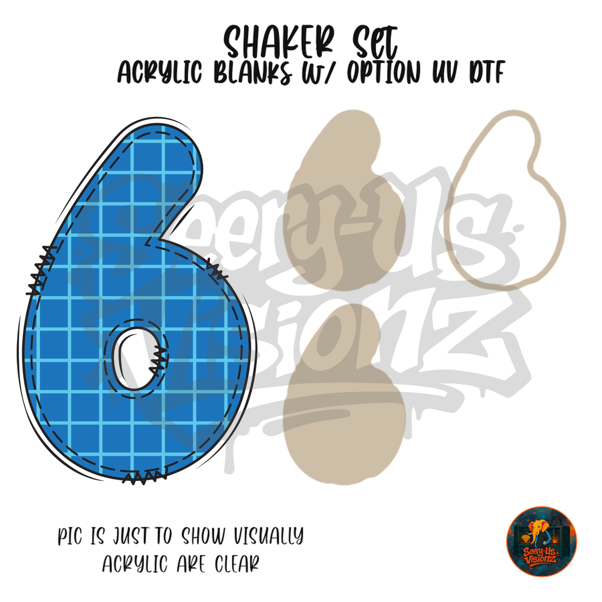 Number 6 Blue Graph Paper shaker set acrylic blanks