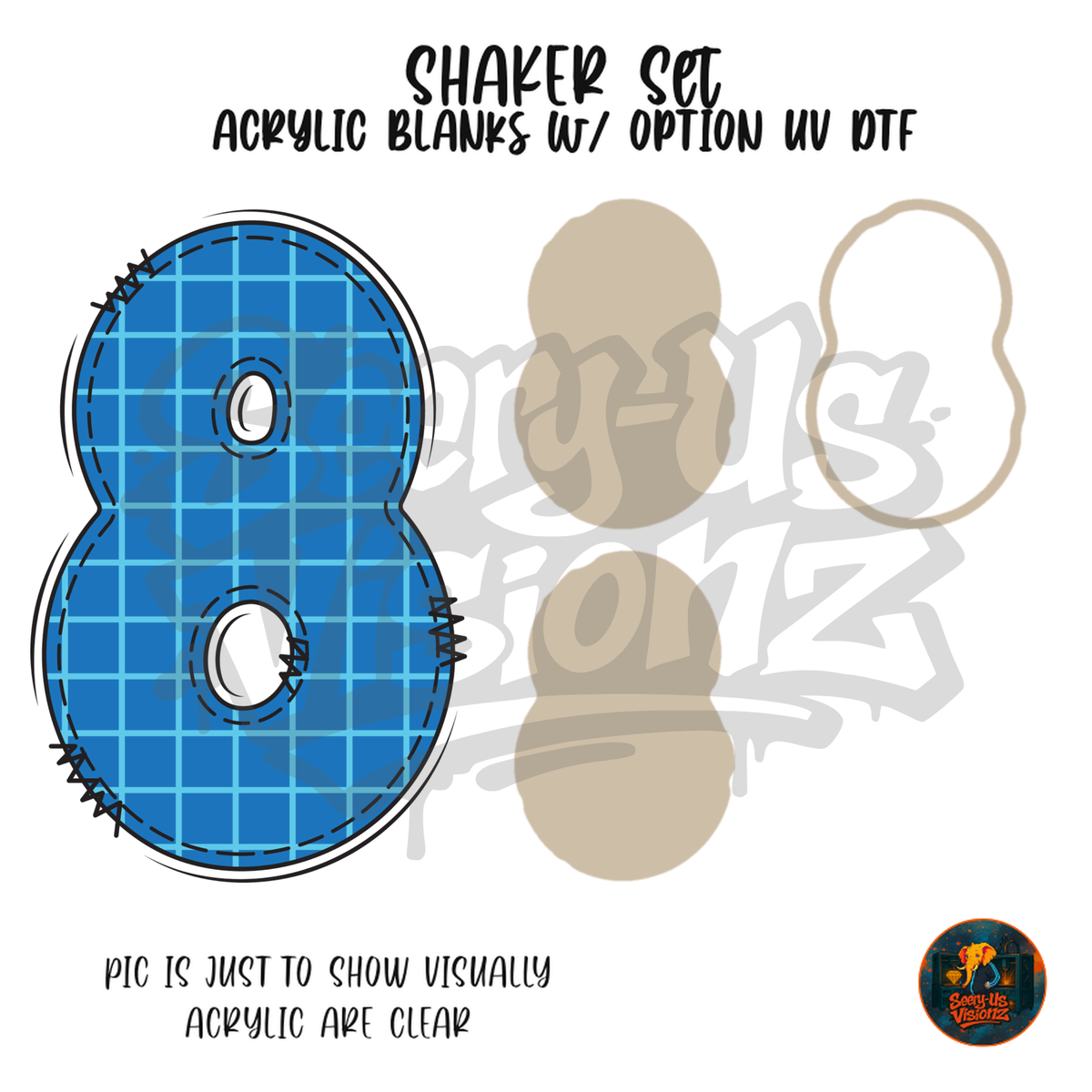 Number 8 Blue Graph Paper shaker set acrylic blanks