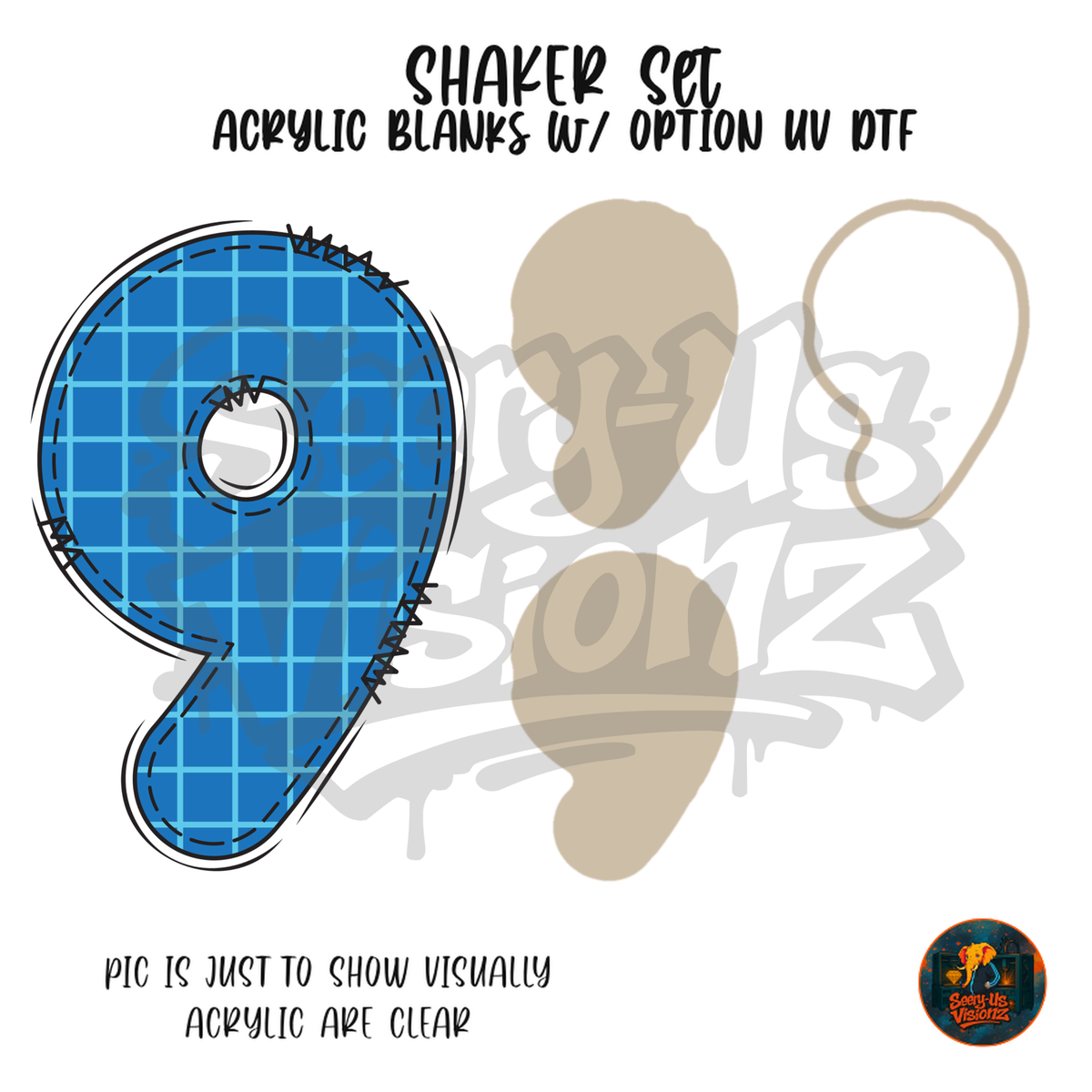Number 9 Blue Graph Paper shaker set acrylic blanks