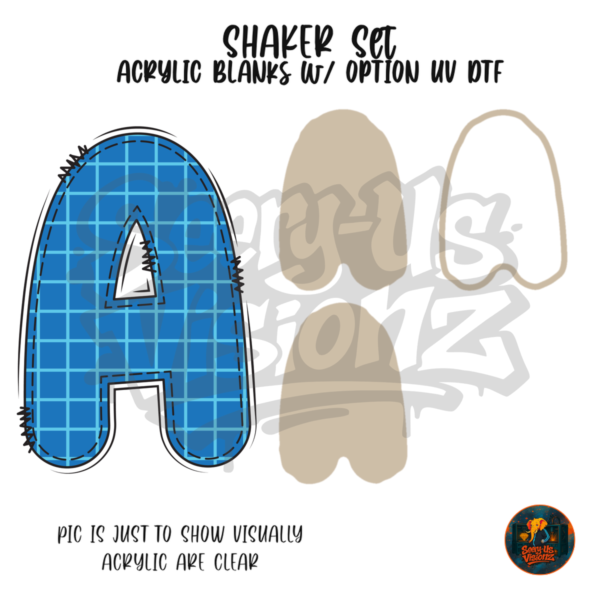 Letter A Blue Graph Paper shaker set acrylic blanks