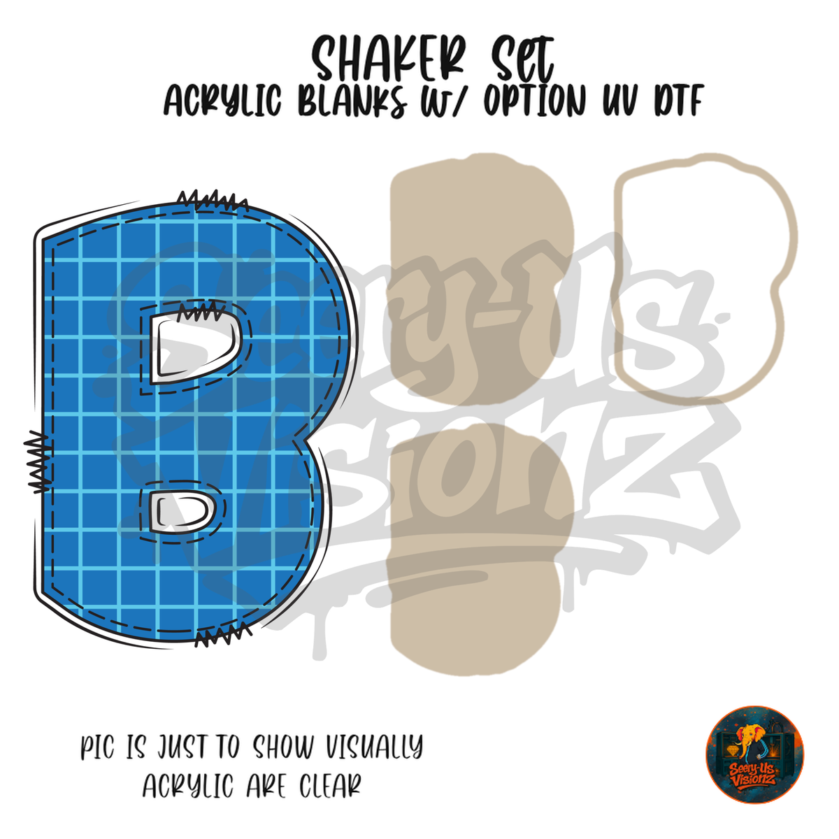 Letter B Blue Graph Paper shaker set acrylic blanks