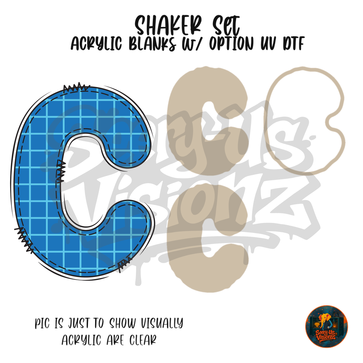 Letter C Blue Graph Paper shaker set acrylic blanks