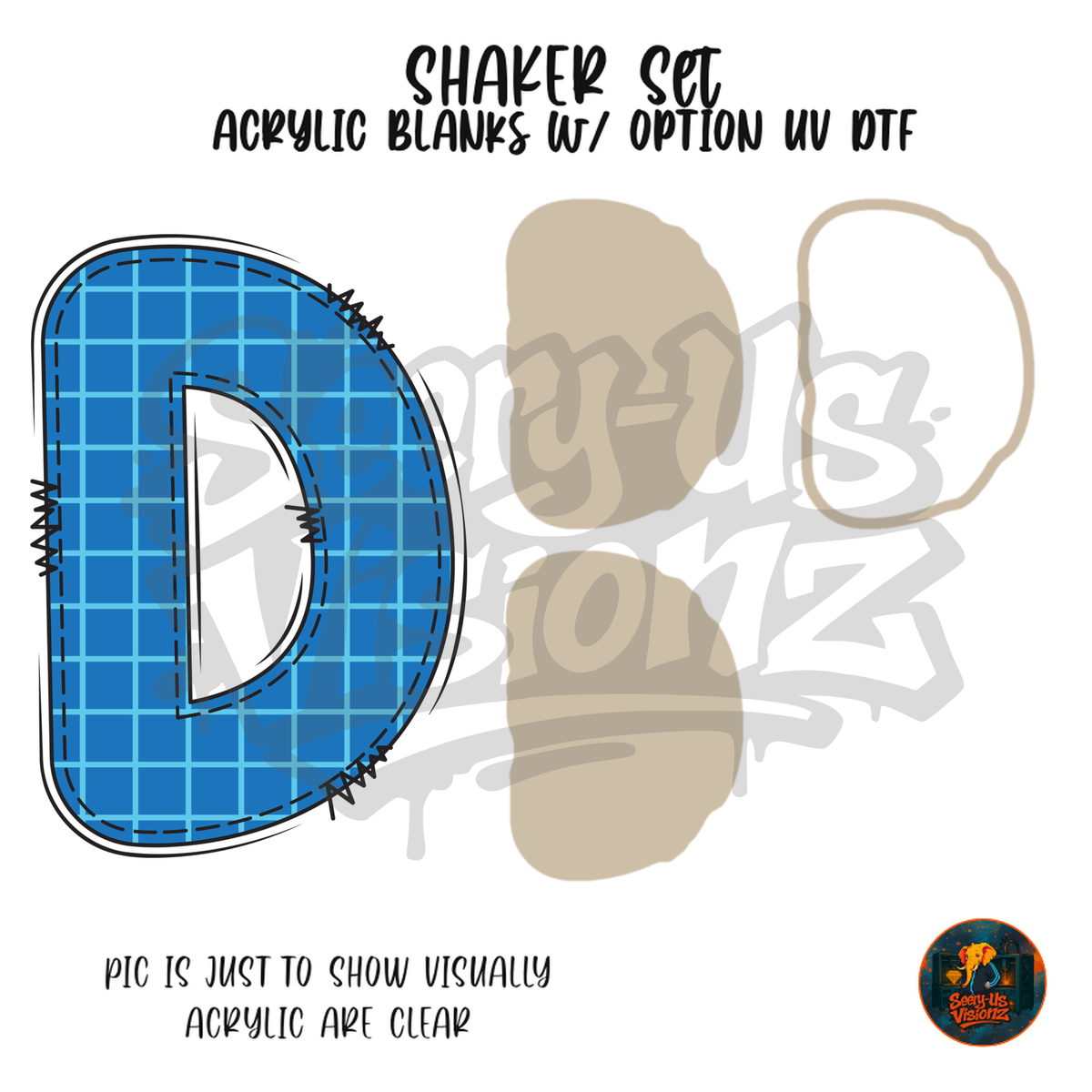 Letter D Blue Graph Paper shaker set acrylic blanks