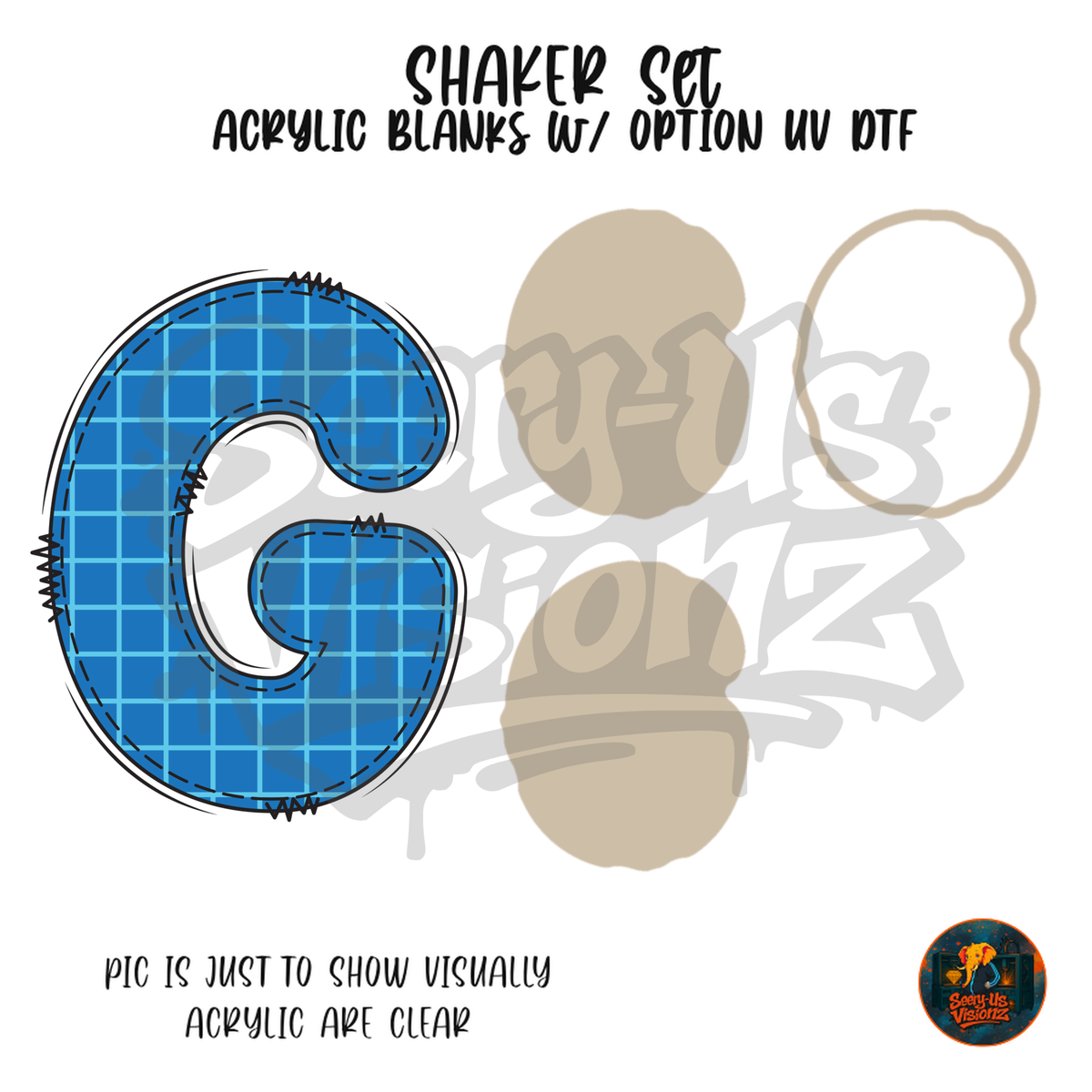 Letter G Blue Graph Paper shaker set acrylic blanks