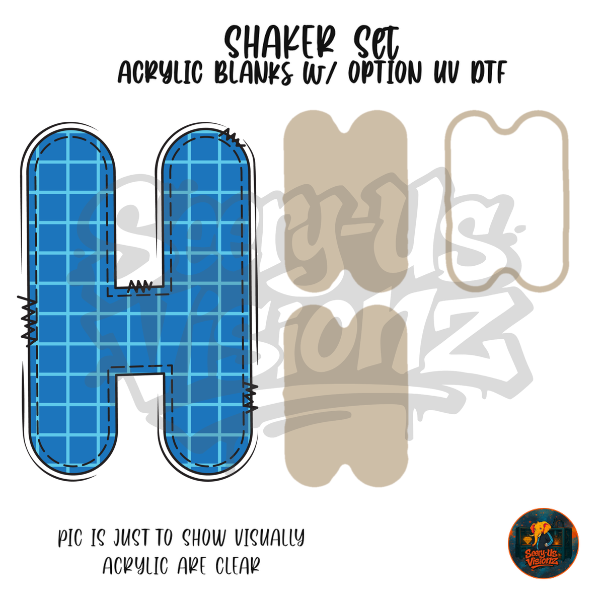 Letter H Blue Graph Paper shaker set acrylic blanks