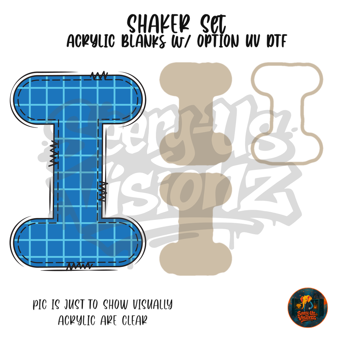 Letter I Blue Graph Paper shaker set acrylic blanks