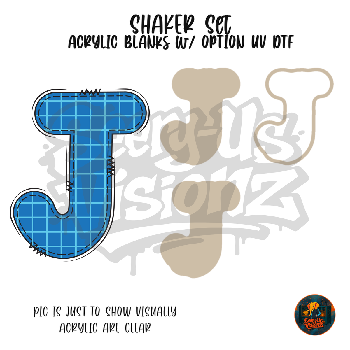 Letter J Blue Graph Paper shaker set acrylic blanks