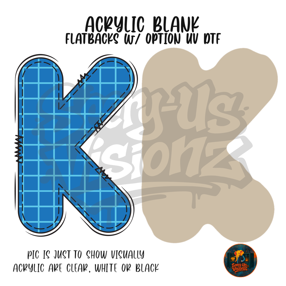 Letter K Blue Graph Paper acrylic blank, Acrylic & UV DTF Print
